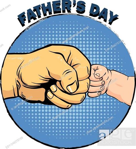 Happy Fathers Day Poster In Retro Comic Style Pop Art Vector