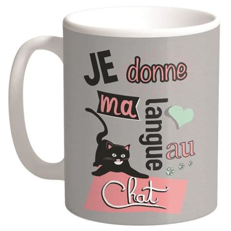 Mug Tendresse Messages Taupe Je Donne Ma Langue Au Chat 95x80 Mm