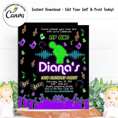 Editable Karaoke Invitation Karaoke Birthday Party Etsy