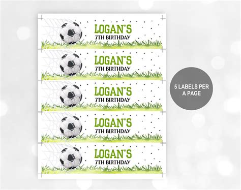 Soccer Birthday Water Bottle Label Sports Party Labels Soccer Etsy