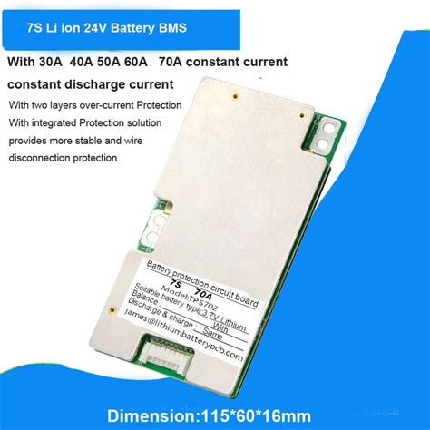 7s 24v Li Ion Battery Bms With 30a 40a 60a 70a Constant Current And