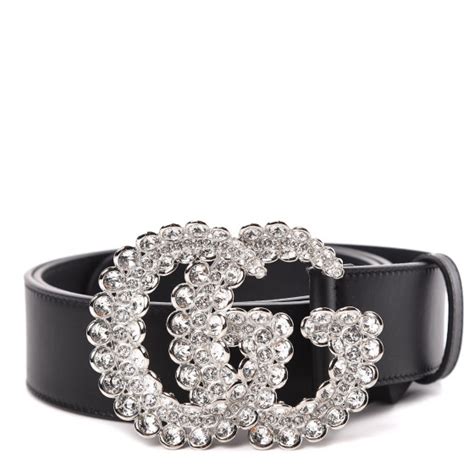 Gucci Calfskin Crystal Double G 40mm Belt 95 38 Black 450794 Fashionphile