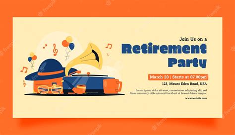 Premium Vector | Retirement party horizontal banner template