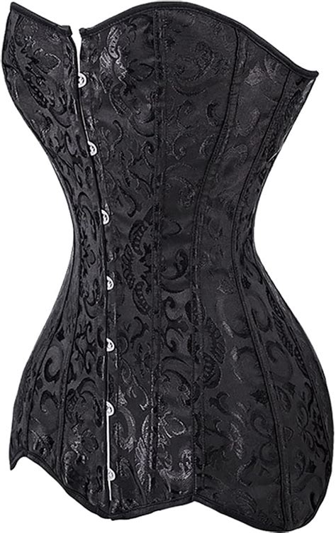 Xuefx Damen Vollbrust Korsett Lang Spiral Knochen Schwarz Corsage