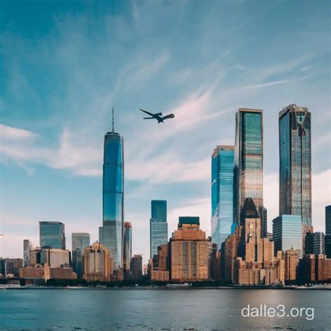 Airplane Flying Over Majestic Twin Towers Dalle3 Ai