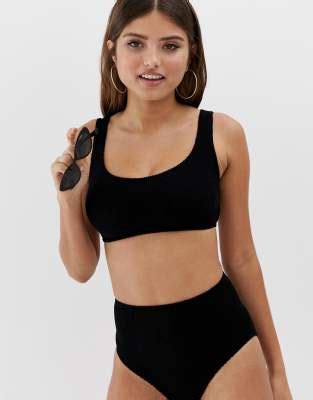 Top De Bikini Corto Con Efecto Arrugado Mix And Match De ASOS DESIGN Fuller Bust ASOS