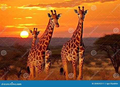 Breathtaking African Safari Majestic Giraffes Gracefully Roaming The