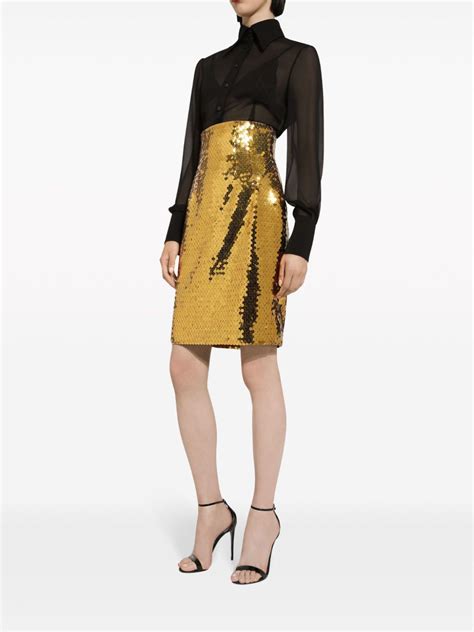 Dolce Gabbana Sequin Embellished High Waisted Skirt Yellow Farfetch