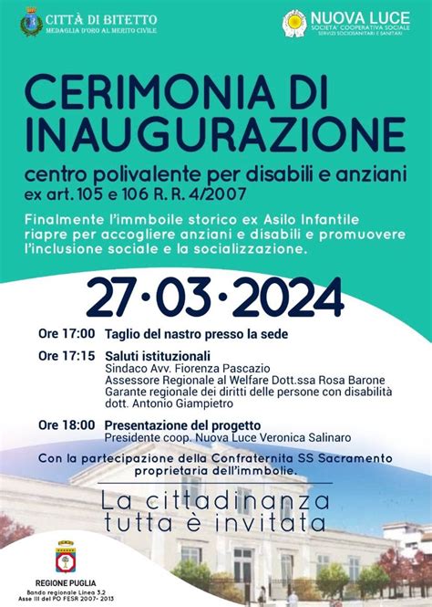 Domani L Inaugurazione Di Un Nuovo Centro Polivalente Per Disabili E