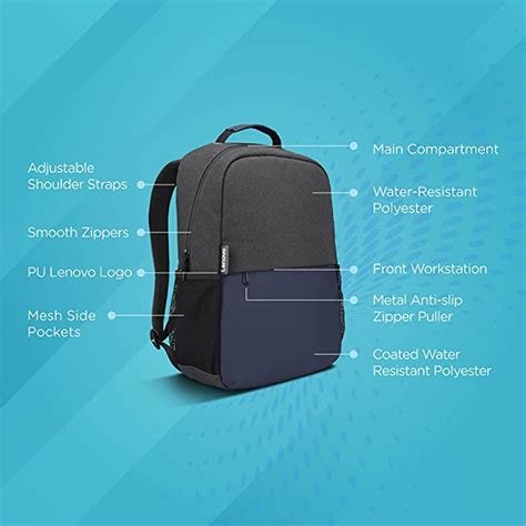 Buy Lenovo Slim Everyday Polyester Laptop Backpack for 15.6 Inch Laptop (18 L, Water Resistant ...