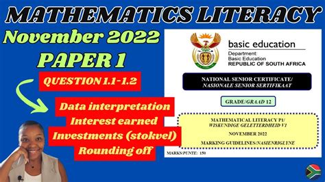 Grade 12 Mathematical Literacy Paper 1 November 2022 Question 1 Youtube