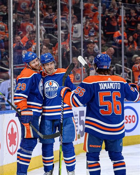 the edmonton oilers players are congratulating each other