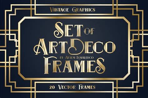 Set Art Deco Frames Vector Graphic Art Deco Frames Art Deco