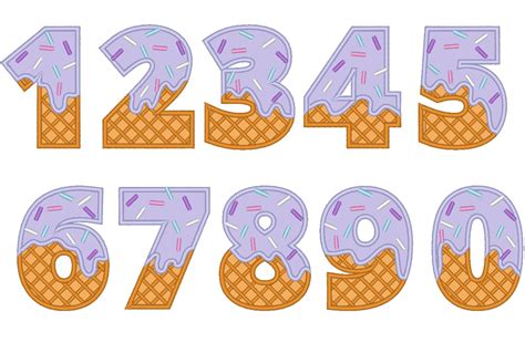 Ice Cream Numbers Applique Ice Cream Waffle Cone Kids Birthday Numbers