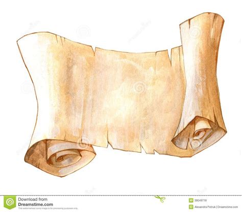 An Old Paper Scroll With Curled Edges On A White Background Stock Photo