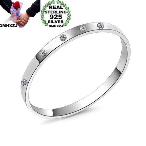 Omhxzj Brazalete De Plata De Ley Con Circonita Accesorio Sencillo