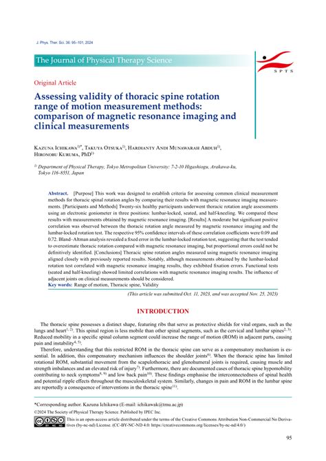 Pdf Assessing Validity Of Thoracic Spine Rotation Range Of Motion