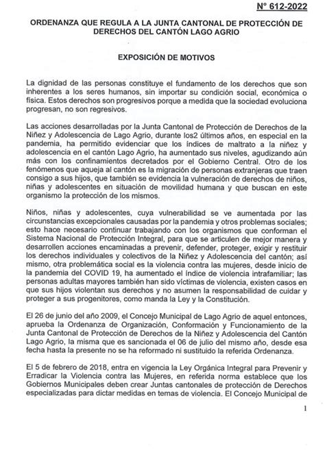 Ordenanza Que Regula A La Junta Cantonal De Protecci N De Derechos