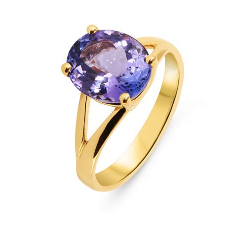 Bague Or Jaune 750 Tanzanite Ovale 11x9m Ref 54700