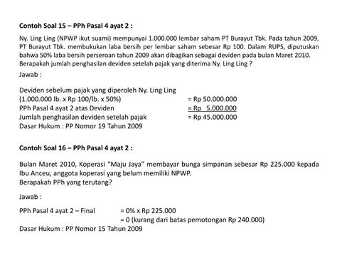 Contoh Soal Pph Pasal 25 Dan Jawabannya Berbagai Contoh