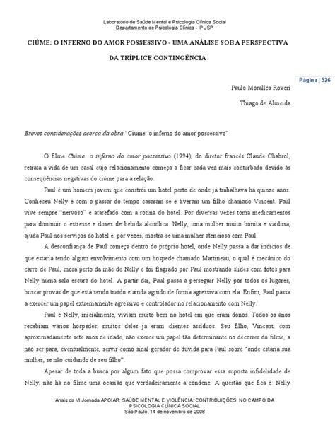 Ciúme - O Inferno Do Amor Possessivo - Ciúme o Inferno Do Amor Possessivo - Uma Análise Sob A Perspectiva Da ...