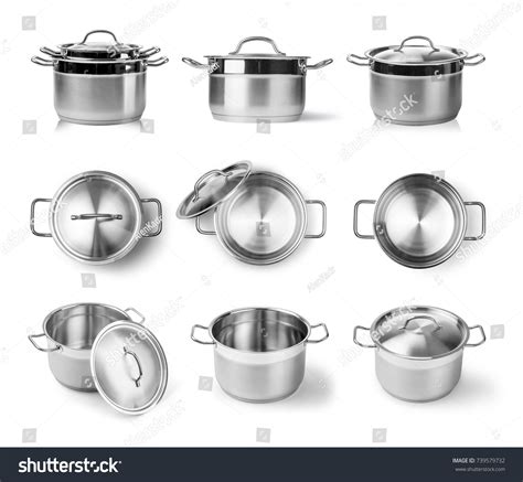 Open Stainless Steel Cooking Pot Isolated Stock Photo