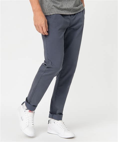 Pantalon Chino En Coton Stretch Coupe Slim Homme Gris Fonce Gemo