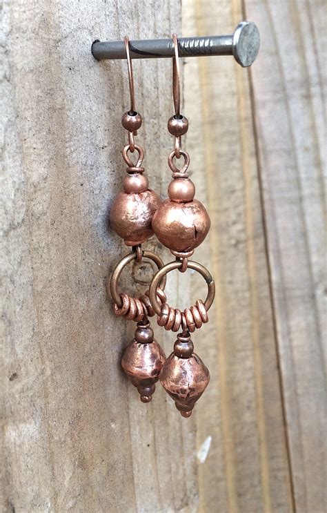 Ethnic Copper Dangle Earrings Rustic Copper Jewelry Bohemian Etsy