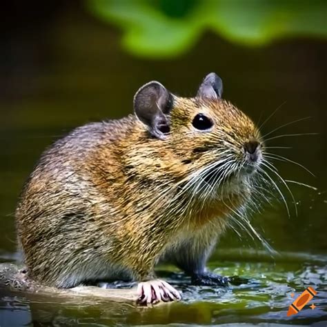 Degus Playing In Crystal Clear Pond With Wet Fur On Craiyon