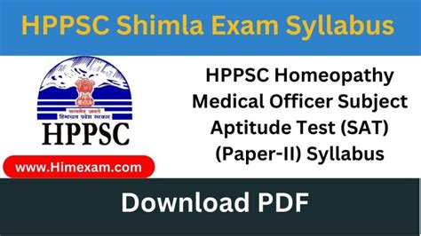 Hppsc Homeopathy Medical Officer Subject Aptitude Test Sat Paper Ii