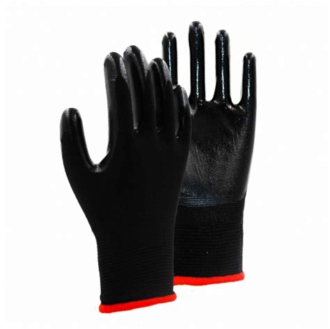 13G Polyester Nylon Shell Nitrile Smooth Palm Coated Gloves Smooth