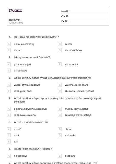 Ponad Tryby Czasownika Arkuszy Roboczych Dla Klasa W Quizizz