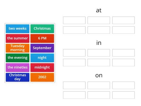 Prepositions Of Time Group Sort