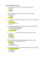 Reproductive System MCQ Functions Hormones And Diagnostic Course Hero