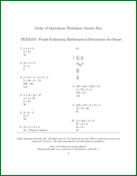 Order Of Operations Kuta