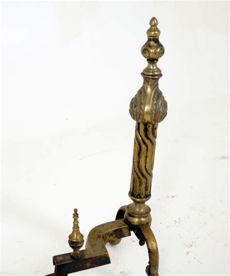 Antique Brass Fire Dogs Pair Of Large Baroque Andirons England 1870