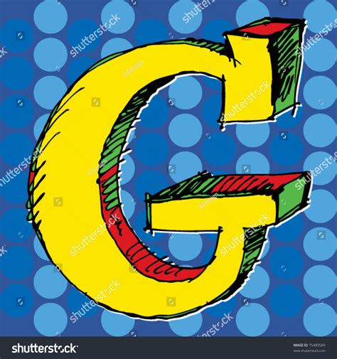 Popart Alphabet Hand Drawn Letter G Stock Vector Royalty Free