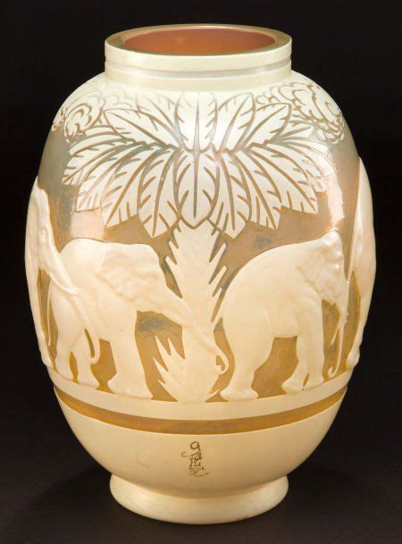 Galle Overlay Glass Elephants Vase Pale Yellow Nov 17 2012 Heritage Auctions In Ny Glass