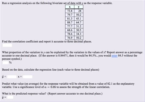 Solved Run A Regression Analysis On The Following Bivariate