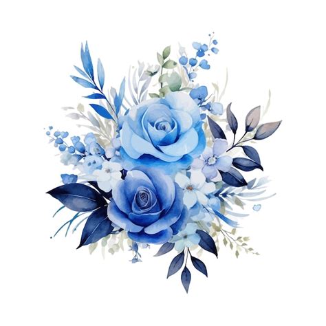 Premium Vector Blue Watercolor Leaves And Floral Arrangement Clipart