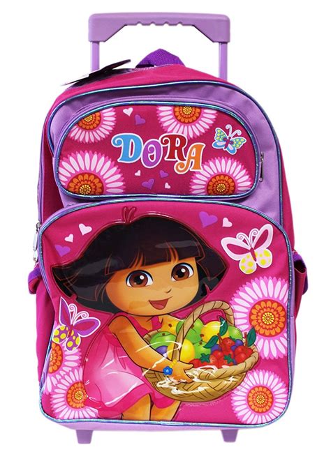 Full Size Pink Dora the Explorer Fruit Basket Rolling Backpack ...