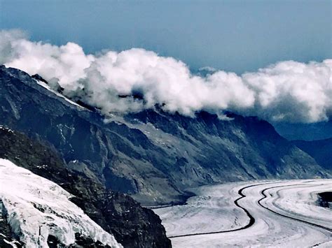 Jungfraujoch, Switzerland. A long stretch of snowy peaks