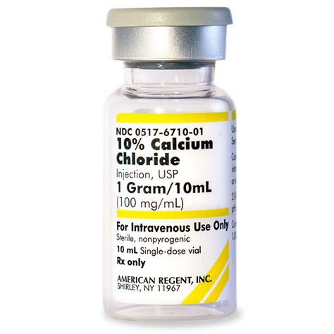 Calcium Chloride Mg Ml Injection Single Dose Vial Ml Vl