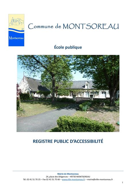 Calaméo Registre public d accessibilité Ecole MONTSOREAU 49730