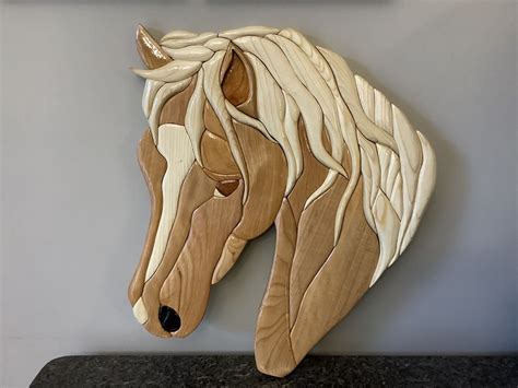 Palamino Horse Head Wood Art Design Horse Drawings Intarsia