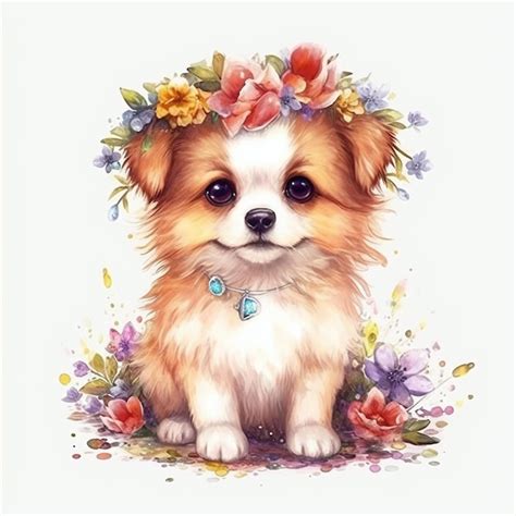 Cão clipart cachorros fofos em um fundo branco Foto Premium