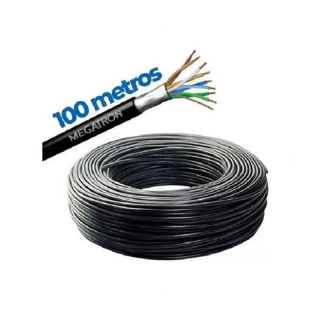 Cabo De Rede Megatron Blindado Cat5e 4px24awg Bobina 100mts Preto