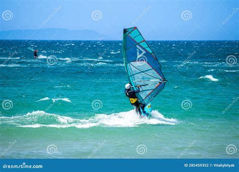 Kitesurfing On Valdevaqueros Beach Gibraltar Strait In Tarifa Spain