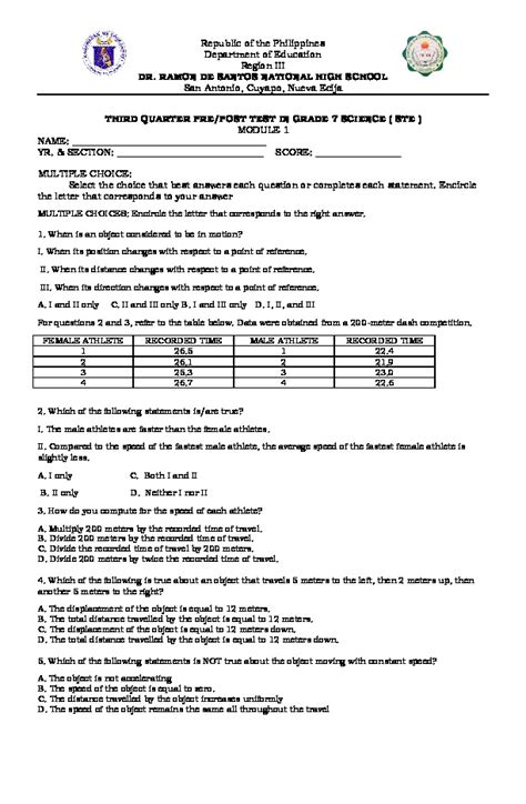 Summative Test Describing Motion PDFCOFFEE