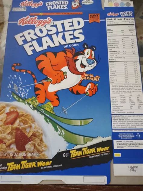 Vtg Kelloggs 1996 Frosted Flakes Cereal Empty Unused Flat Box ~team Tiger Wear~ £2864 Picclick Uk